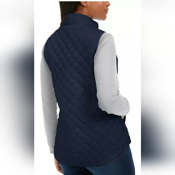 Karen Scott Petite Navy Quilted Sleeveless Winter Sport Vest PP - Picture 2 of 5